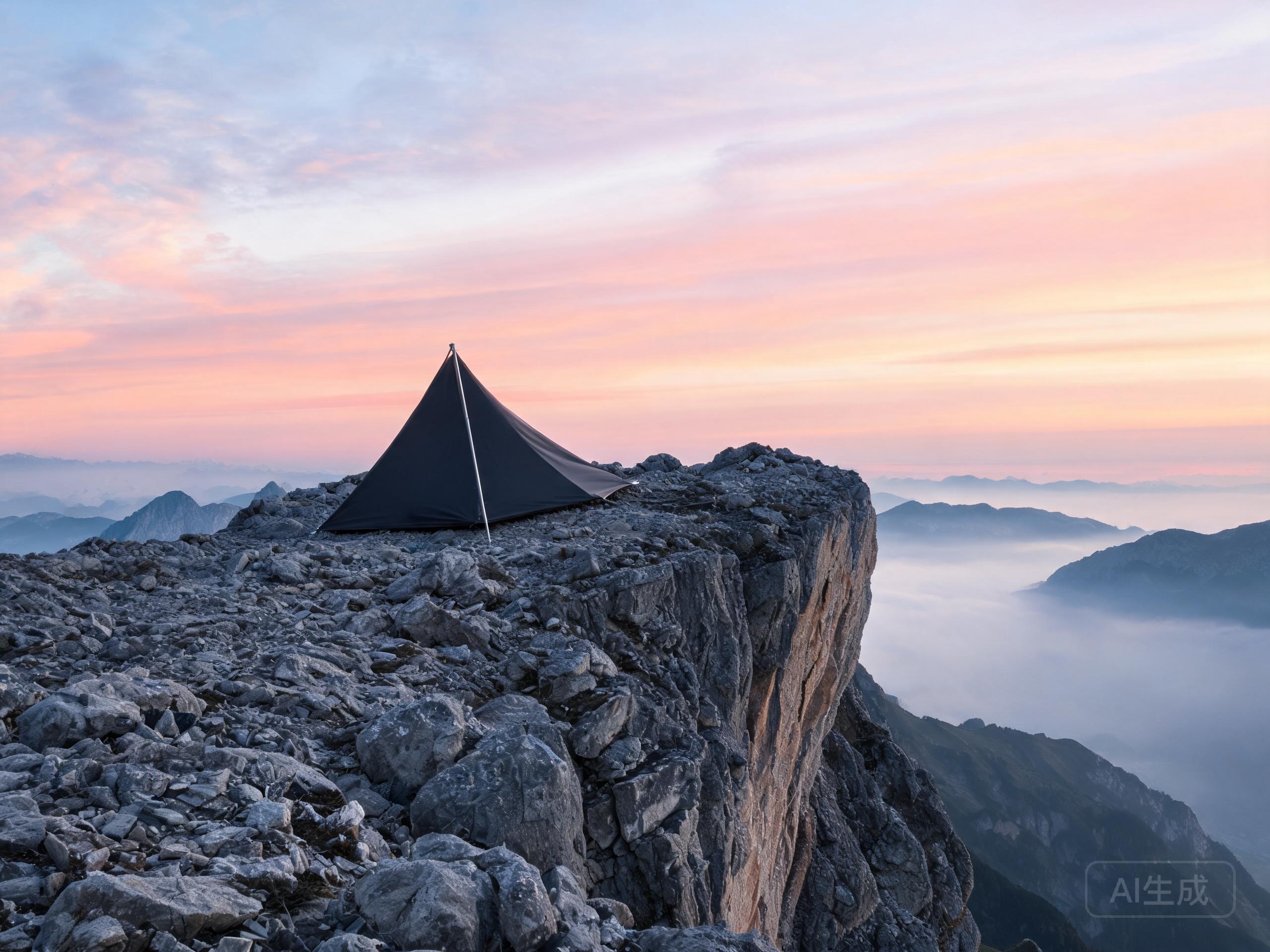 SkyView Bivy shelter on a rocky summit